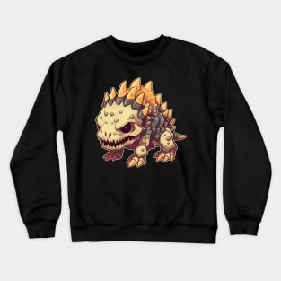 Spooky Chibi Stegosaurus Isometric Dinosaur Skeleton Crewneck Sweatshirt